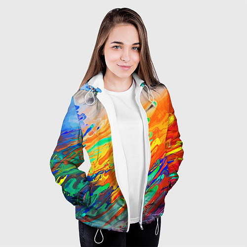 Женская куртка Буйство красок Лето Riot of colors Summer / 3D-Белый – фото 3