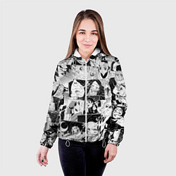 Куртка с капюшоном женская Клинок рассекающий демонов паттерн, цвет: 3D-белый — фото 2