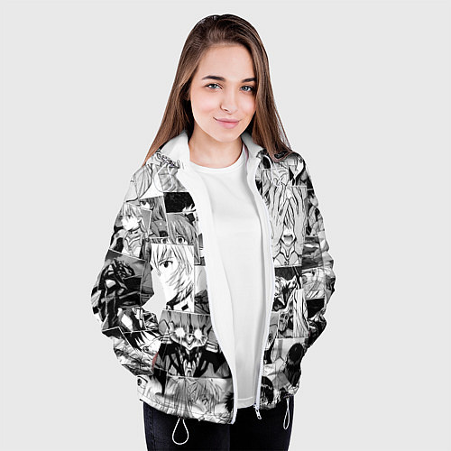 Женская куртка Евангелион паттерн / 3D-Белый – фото 3