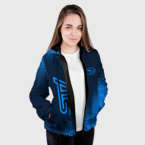 Женская куртка SUBARU STI Абстракция / 3D-Черный – фото 3