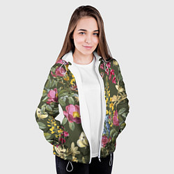 Куртка с капюшоном женская Цветы Винтажные, цвет: 3D-белый — фото 2