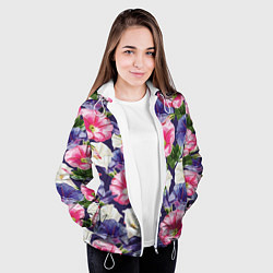 Куртка с капюшоном женская Цветы Петунии, цвет: 3D-белый — фото 2