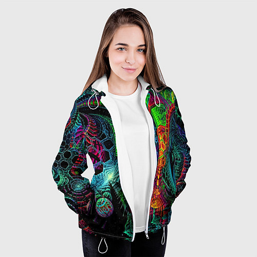 Женская куртка Фантастическая авангардная композиция Абстракция F / 3D-Белый – фото 3