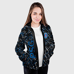 Куртка с капюшоном женская Псж синие белые чёрточки, цвет: 3D-черный — фото 2