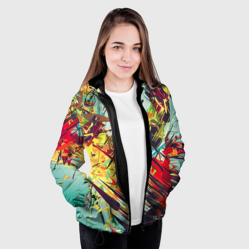 Женская куртка Смелые мазки краски Экспрессионизм Bold strokes of / 3D-Черный – фото 3