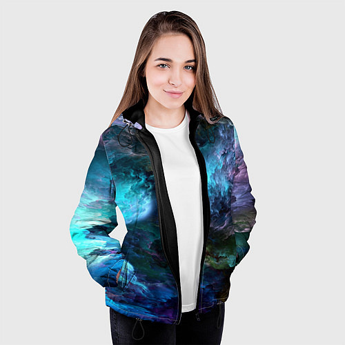 Женская куртка Неоновые облака neon clouds / 3D-Черный – фото 3