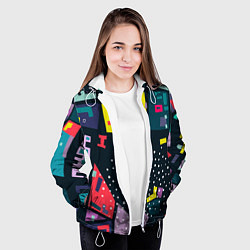 Куртка с капюшоном женская Абстракционизм Геометрические Формы и Фигуры, цвет: 3D-белый — фото 2