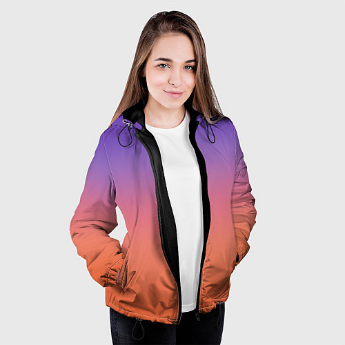 Женская куртка Трендовый красно-фиолетовый градиент / 3D-Черный – фото 3