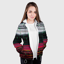 Куртка с капюшоном женская Цветная мозаика colored mosaic lines, цвет: 3D-белый — фото 2