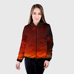 Куртка с капюшоном женская Облака перед восходом солнца, цвет: 3D-черный — фото 2