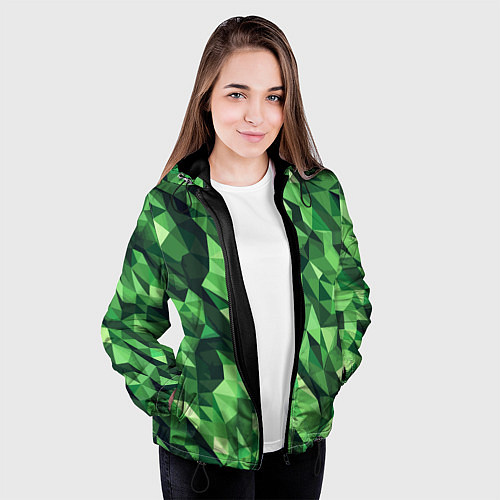 Женская куртка Объёмный полигональный камуфляж / 3D-Черный – фото 3