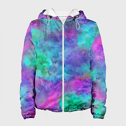 Куртка с капюшоном женская Красочный летний паттерн, цвет: 3D-белый