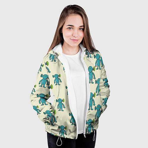 Женская куртка Милые зеленые человечки / 3D-Белый – фото 3