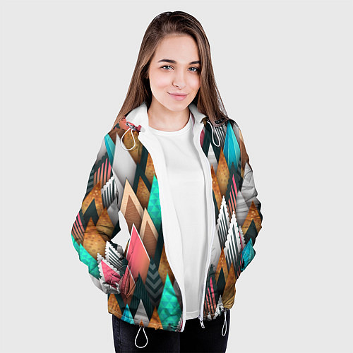 Женская куртка Абстрактный цветной лес / 3D-Белый – фото 3