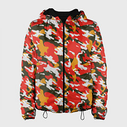 Куртка с капюшоном женская Летний яркий камуфляж, цвет: 3D-черный