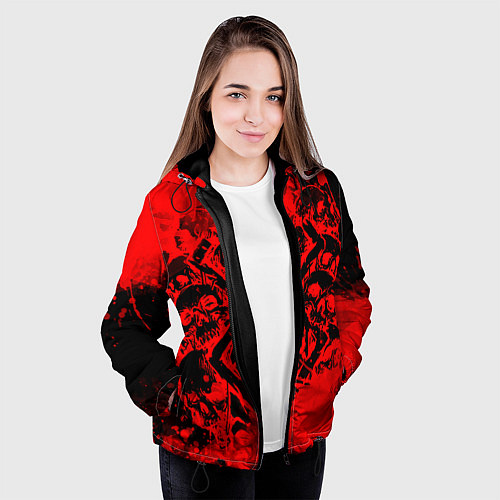 Женская куртка КЛЕЙМО ЖЕРВЫ И ЧЕРЕПА БЕРСЕРК / 3D-Черный – фото 3