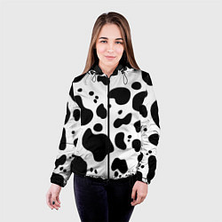 Куртка с капюшоном женская Пятна Далматина, цвет: 3D-черный — фото 2