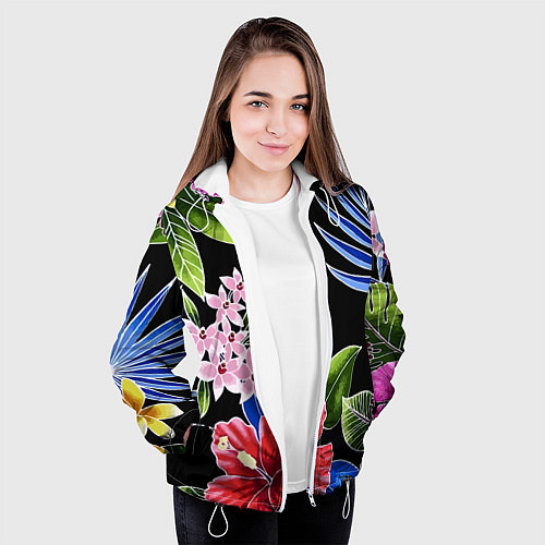 Женская куртка Floral vanguard composition Летняя ночь Fashion tr / 3D-Белый – фото 3