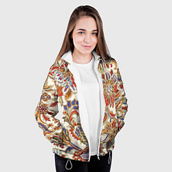 Куртка с капюшоном женская Цветочный винтажный орнамент, цвет: 3D-белый — фото 2