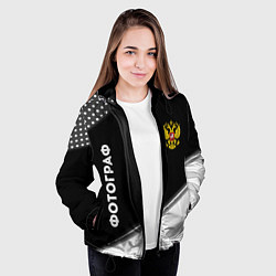 Куртка с капюшоном женская Фотограф из России и Герб Российской Федерации, цвет: 3D-черный — фото 2