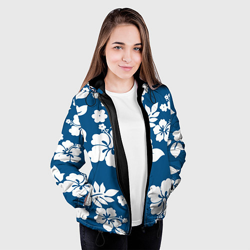 Женская куртка Цветочный паттерн Минимализм / 3D-Черный – фото 3