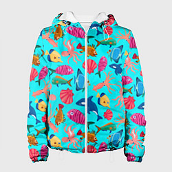 Куртка с капюшоном женская THE UNDERWATER WORLD OF THE OCEAN, цвет: 3D-белый