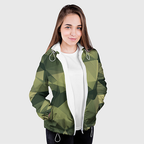 Женская куртка 3д полигоны - камуфляж / 3D-Белый – фото 3