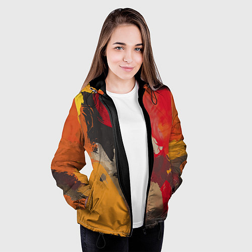 Женская куртка Мазки Акварелью / 3D-Черный – фото 3