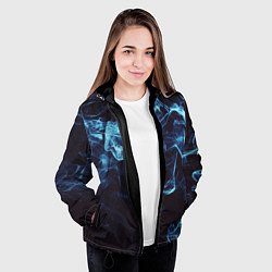 Куртка с капюшоном женская Неоновые пары дыма - Синий, цвет: 3D-черный — фото 2