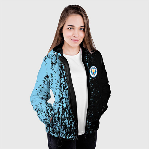 Женская куртка Manchester city манчестер сити голубые брызги / 3D-Черный – фото 3