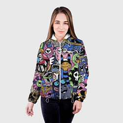 Куртка с капюшоном женская Милые и веселые монстры, цвет: 3D-белый — фото 2