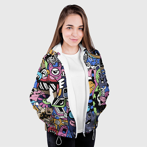 Женская куртка Милые и веселые монстры / 3D-Белый – фото 3