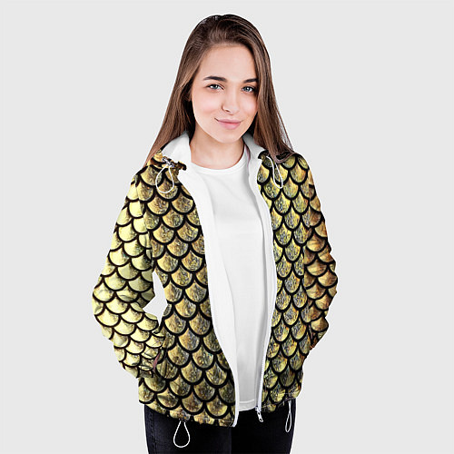 Женская куртка Чешуя золотая / 3D-Белый – фото 3