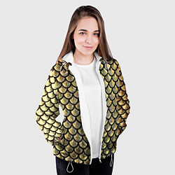 Куртка с капюшоном женская Чешуя золотая, цвет: 3D-белый — фото 2