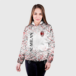 Куртка с капюшоном женская Ac milan logo, цвет: 3D-белый — фото 2