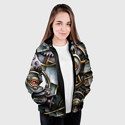 Куртка с капюшоном женская Механизм из шестерёнок в стиле Стимпанк, цвет: 3D-черный — фото 2