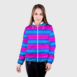 Куртка с капюшоном женская Striped pattern яркий неоновый полосатый узор, цвет: 3D-белый — фото 2