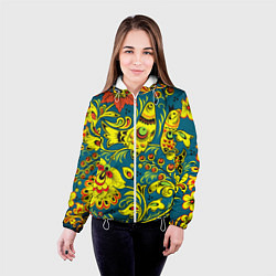 Куртка с капюшоном женская Хохломская Роспись Две Птицы, цвет: 3D-белый — фото 2