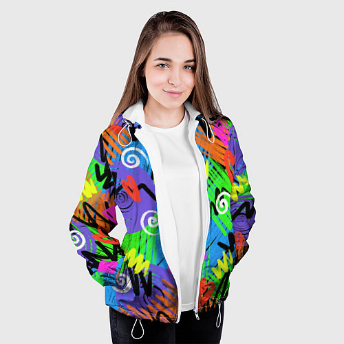 Женская куртка Яркий геометрический принт / 3D-Белый – фото 3