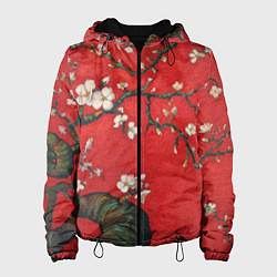 Куртка с капюшоном женская Цветущий миндаль, цвет: 3D-черный