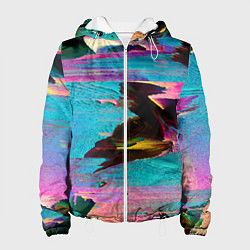 Куртка с капюшоном женская Multicolored vanguard glitch, цвет: 3D-белый
