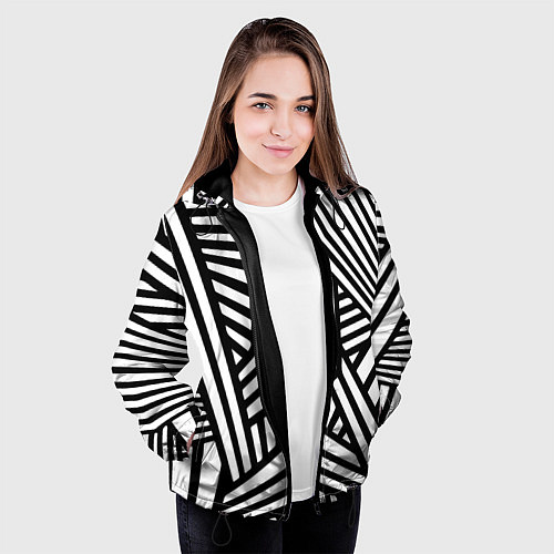Женская куртка Геометрический узор Минимализм / 3D-Черный – фото 3