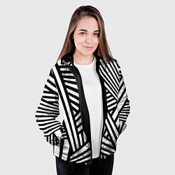 Куртка с капюшоном женская Геометрический узор Минимализм, цвет: 3D-черный — фото 2