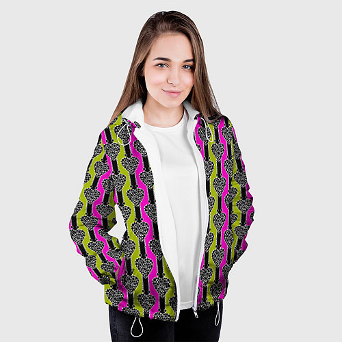 Женская куртка Striped multicolored pattern Сердце / 3D-Белый – фото 3