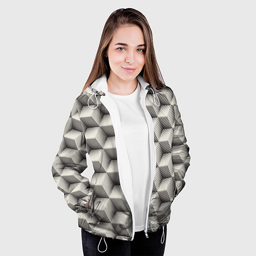 Женская куртка 3D Куб Оптическая иллюзия 3D Cube / 3D-Белый – фото 3