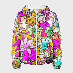 Куртка с капюшоном женская COLORED LILIES, цвет: 3D-белый