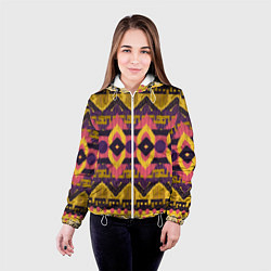 Куртка с капюшоном женская Африканский узор орнамент из шерсти Africa Wool Pa, цвет: 3D-белый — фото 2