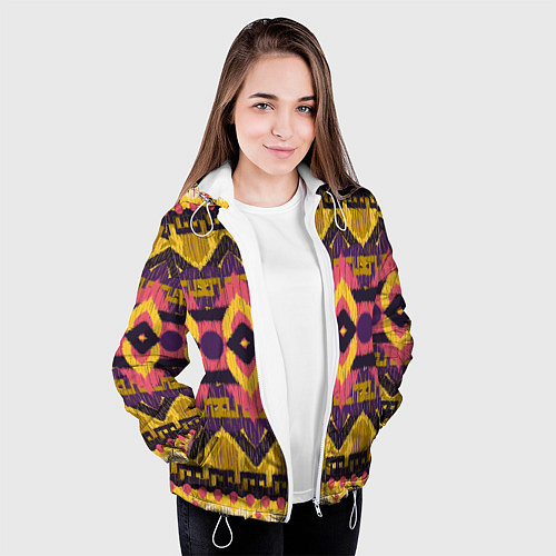 Женская куртка Африканский узор орнамент из шерсти Africa Wool Pa / 3D-Белый – фото 3