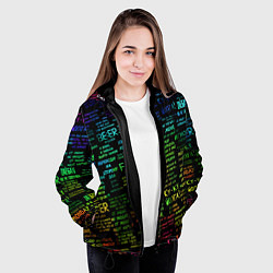 Куртка с капюшоном женская Прикольные популярные надписи, цвет: 3D-черный — фото 2