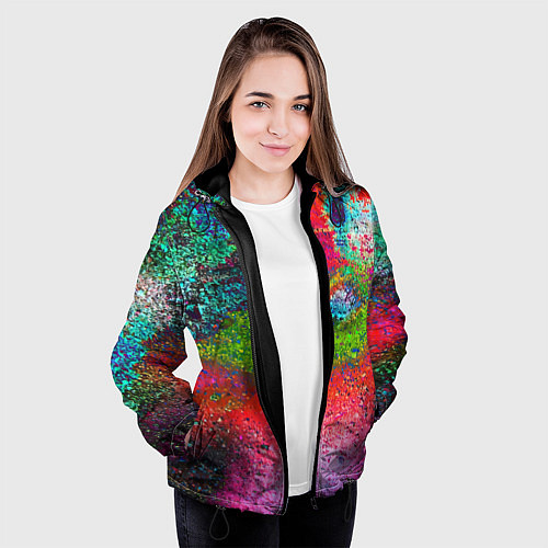 Женская куртка Pointillism Art Fashion trend / 3D-Черный – фото 3